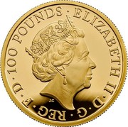 UK 100 Pounds Yale of Beaufort 2019 Proof 100 POUNDS ELIZABETH II D G REG F D coin obverse UK 100 Pounds Yale of Beaufort 2019 Proof 100 POUNDS ELIZABETH II D G REG F D coin obverse