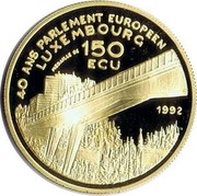 Luxembourg 150 ECU 40 years European Parliament 1992 Proof X# 23 40 ANS PARLEMENT EUROPEEN LUXEMBOURG 150 ECU 1992 coin reverse