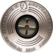 Australia 2 Dollars First Flight England to Australia 2019 P Antiqued ELIZABETH II AUSTRALIA 2OZ 9999 AG 2019 2 DOLLARS coin obverse Australia 2 Dollars First Flight England to Australia 2019 P Antiqued ELIZABETH II AUSTRALIA 2OZ 9999 AG 2019 2 DOLLARS coin obverse