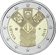Lithuania 2 Euro 100th Anniversary of the Baltic States 2018 LMK KM# 235 LIETUVA JP 2018 coin obverse Lithuania 2 Euro 100th Anniversary of the Baltic States 2018 LMK KM# 235 LIETUVA JP 2018 coin obverse