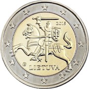 Lithuania 2 Euro Vytis 2015 LMK KM# 212 2015 LIETUVA coin obverse Lithuania 2 Euro Vytis 2015 LMK KM# 212 2015 LIETUVA coin obverse