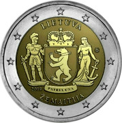 Lithuania 2 Euro (Samogitia) LIETUVA PATRIA UNA 2019 ŽEMAITIJA coin obverse Lithuania 2 Euro (Samogitia) LIETUVA PATRIA UNA 2019 ŽEMAITIJA coin obverse