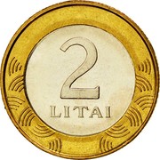 Lithuania 2 Litai 2002 KM# 112 Reform Coinage 2 LITAI coin reverse Lithuania 2 Litai 2002 KM# 112 Reform Coinage 2 LITAI coin reverse