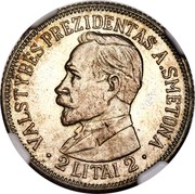 Lithuania 2 Litai Second Smetona Pattern 1938 KM# Pn8 LIETUVA 1938 coin reverse Lithuania 2 Litai Second Smetona Pattern 1938 KM# Pn8 LIETUVA 1938 coin reverse