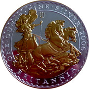 UK 2 Pounds (Britannia in chario) KM# 1000a ONE'OUNCE'FINE'SILVER'2006 BRITANNIA coin reverse
