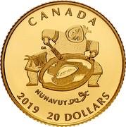Canada 20 Dollars 20th Anniversary of Nunavut 2019 NUNAVUT ᓄᓇᕗ CANADA 2019 20 DOLLARS coin reverse Canada 20 Dollars 20th Anniversary of Nunavut 2019 NUNAVUT ᓄᓇᕗ CANADA 2019 20 DOLLARS coin reverse
