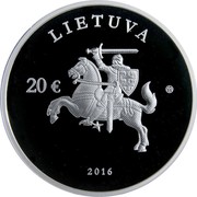 Lithuania 20 Euro 25 years Membership of Lithuania to the United Nations 2016 Proof KM# 223 LIETUVA 20 € 2016 coin obverse Lithuania 20 Euro 25 years Membership of Lithuania to the United Nations 2016 Proof KM# 223 LIETUVA 20 € 2016 coin obverse