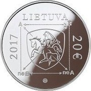 Lithuania 20 Euro Algirdas Julien Greimas 2017 LMK Proof KM# 233 2017 LIETUVA 20 € A B ne B ne A coin obverse Lithuania 20 Euro Algirdas Julien Greimas 2017 LMK Proof KM# 233 2017 LIETUVA 20 € A B ne B ne A coin obverse