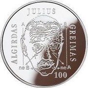 Lithuania 20 Euro Algirdas Julien Greimas 2017 LMK Proof KM# 233 ALGIRDAS JULIUS GREIMAS A B ne B ne A 100 coin reverse Lithuania 20 Euro Algirdas Julien Greimas 2017 LMK Proof KM# 233 ALGIRDAS JULIUS GREIMAS A B ne B ne A 100 coin reverse