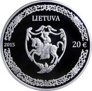 Lithuania 20 Euro Mikalojus Radvila Juodasis 2015 Proof KM# 214 LIETUVA 2015 20 € LMK coin obverse Lithuania 20 Euro Mikalojus Radvila Juodasis 2015 Proof KM# 214 LIETUVA 2015 20 € LMK coin obverse