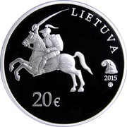 Lithuania 20 Euro Mykolas Kleopas Oginskis 2015 Proof KM# 216 LIETUVA 2015 LMK 20 € coin obverse Lithuania 20 Euro Mykolas Kleopas Oginskis 2015 Proof KM# 216 LIETUVA 2015 LMK 20 € coin obverse