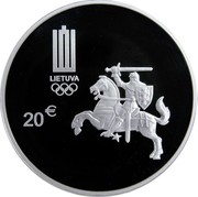Lithuania 20 Euro Rio 2016 Olympic Games 2016 Proof KM# 224 LIETUVA 20 € coin obverse Lithuania 20 Euro Rio 2016 Olympic Games 2016 Proof KM# 224 LIETUVA 20 € coin obverse