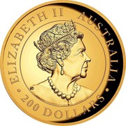Australia 200 Dollars Kangaroo Gold Bullion 2019 ELIZABETH II AUSTRALIA JC 200 DOLLARS coin obverse Australia 200 Dollars Kangaroo Gold Bullion 2019 ELIZABETH II AUSTRALIA JC 200 DOLLARS coin obverse