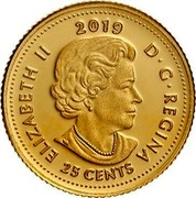Canada 25 Cents Bouquet of Maple Leaves 2019 ELIZABETH II 2019 D • G • REGINA 25 CENTS coin obverse Canada 25 Cents Bouquet of Maple Leaves 2019 ELIZABETH II 2019 D • G • REGINA 25 CENTS coin obverse