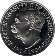 Luxembourg 25 ECU Adolphe 1997 Proof ADOLPHE GRAND-DUC DE LUXEMBOURG 1817-1905 coin obverse Luxembourg 25 ECU Adolphe 1997 Proof ADOLPHE GRAND-DUC DE LUXEMBOURG 1817-1905 coin obverse