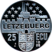 Luxembourg 25 ECU Charlotte Grande 1996 Proof X# 62 LËTZEBUERG 1998 25 ECU coin reverse