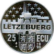 Luxembourg 25 ECU Joseph Bech 1993 Proof X# 36 LËTZEBUERG 1993 25 ECU coin reverse Luxembourg 25 ECU Joseph Bech 1993 Proof X# 36 LËTZEBUERG 1993 25 ECU coin reverse