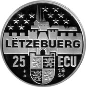 Luxembourg 25 ECU Marie Therese 1994 Proof X# 41 LËTZEBUERG 1994 25 ECU coin reverse