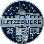 Luxembourg 25 ECU Marie Therese 1994 Proof LËTZEBUERG 1994 25 ECU coin reverse