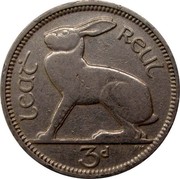 Ireland 3 Pence 1928 KM# 4 Sterling Coinage LEAT REUL 3D PM coin reverse Ireland 3 Pence 1928 KM# 4 Sterling Coinage LEAT REUL 3D PM coin reverse