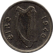 Ireland 3 Pence 1940 KM# 12 Republic ÉIRE coin obverse Ireland 3 Pence 1940 KM# 12 Republic ÉIRE coin obverse