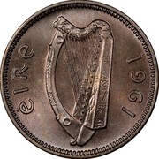 Ireland 3 Pence 1961 KM# 12a Republic ÉIRE 1953 coin obverse Ireland 3 Pence 1961 KM# 12a Republic ÉIRE 1953 coin obverse
