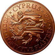 Cyprus 45 Piastres (Edward III) CYPRUS 1937 MODEL FORTY FIVE PIASTRES coin reverse
