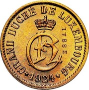 Luxembourg 5 Centimes Charlotte Essai 1924 GRAND DUCHE DE LUXEMBOURG CH ★1924★ ESSAI coin obverse Luxembourg 5 Centimes Charlotte Essai 1924 GRAND DUCHE DE LUXEMBOURG CH ★1924★ ESSAI coin obverse