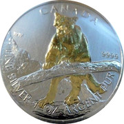 Canada 5 Dollars Cougar (Gilted) 2012 CANADA WW 9999 FINE SILVER 1 OZ ARGENT PUR coin reverse Canada 5 Dollars Cougar (Gilted) 2012 CANADA WW 9999 FINE SILVER 1 OZ ARGENT PUR coin reverse