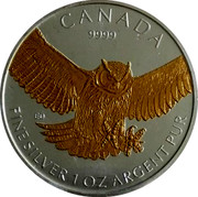 Canada 5 Dollars Great horned owl (Gilted) 2015 CANADA 9999 ED FINE SILVER 1 OZ ARGENT PUR coin reverse Canada 5 Dollars Great horned owl (Gilted) 2015 CANADA 9999 ED FINE SILVER 1 OZ ARGENT PUR coin reverse