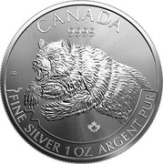 Canada 5 Dollars Grizzly bear 2019 CANADA 9999 ED FINE SILVER 1 OZ ARGENT PUR coin reverse Canada 5 Dollars Grizzly bear 2019 CANADA 9999 ED FINE SILVER 1 OZ ARGENT PUR coin reverse