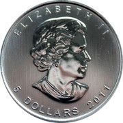 Canada 5 Dollars Grizzly bear (Gilted) 2011 ELIZABETH II SB 5 DOLLARS 2011 coin obverse Canada 5 Dollars Grizzly bear (Gilted) 2011 ELIZABETH II SB 5 DOLLARS 2011 coin obverse