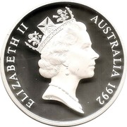 Australia 5 Dollars International Year of Space 1992 Cased Proof KM# 190a ELIZABETH II AUSTRALIA 1992 RDM coin obverse Australia 5 Dollars International Year of Space 1992 Cased Proof KM# 190a ELIZABETH II AUSTRALIA 1992 RDM coin obverse