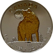 Canada 5 Dollars Wolf (Gilted) 2011 CANADA WW 9999 FINE SILVER 1 OZ ARGENT PUR coin reverse Canada 5 Dollars Wolf (Gilted) 2011 CANADA WW 9999 FINE SILVER 1 OZ ARGENT PUR coin reverse