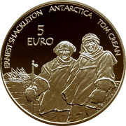 Ireland 5 Euro International Polar Year 2008 Proof KM# 56 ERNEST SHACKLETON ANTARCTICA TOM CREAN 5 EURO T.R. coin reverse