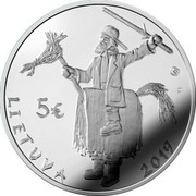 Lithuania 5 Euro Mardi Gras 2019 LMK Proof LMK F 5€ LIETUVA 2019 coin obverse Lithuania 5 Euro Mardi Gras 2019 LMK Proof LMK F 5€ LIETUVA 2019 coin obverse