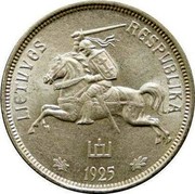 Lithuania 5 Litai 1925 KM# 78 Republic LIETUVOS RESPUBLIKA 1925 coin obverse Lithuania 5 Litai 1925 KM# 78 Republic LIETUVOS RESPUBLIKA 1925 coin obverse
