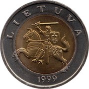 Lithuania 5 Litai Vytis 1999 KM# 113 LIETUVA 1998 coin obverse Lithuania 5 Litai Vytis 1999 KM# 113 LIETUVA 1998 coin obverse
