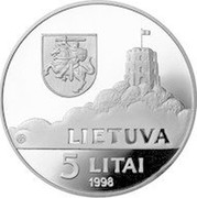 Lithuania 5 Litai For the Children of the World 1998 Proof KM# 127 LMK LIETUVA 5 LITAI 1998 coin obverse Lithuania 5 Litai For the Children of the World 1998 Proof KM# 127 LMK LIETUVA 5 LITAI 1998 coin obverse