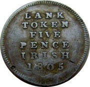 Ireland 5 Pence Token George III 1805 KM# Tn2 BANK TOKEN FIVE PENCE IRISH 1805 coin reverse Ireland 5 Pence Token George III 1805 KM# Tn2 BANK TOKEN FIVE PENCE IRISH 1805 coin reverse