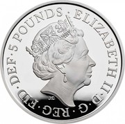 UK 5 Pounds 100 year anniversary of Remembrance Day 2019 Proof ELIZABETH II∙D∙G∙REG∙FID∙DEF∙5 POUNDS∙ J.C coin obverse UK 5 Pounds 100 year anniversary of Remembrance Day 2019 Proof ELIZABETH II∙D∙G∙REG∙FID∙DEF∙5 POUNDS∙ J.C coin obverse