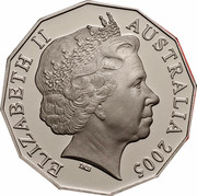 Australia 50 Cents Commonwealth Games Melbourne 2005 Proof KM# 769a ELIZABETH II AUSTRALIA 2005 IRB coin obverse Australia 50 Cents Commonwealth Games Melbourne 2005 Proof KM# 769a ELIZABETH II AUSTRALIA 2005 IRB coin obverse
