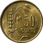 Lithuania 50 Centu 1925 KM# 75 Republic 50 CENTŲ coin reverse Lithuania 50 Centu 1925 KM# 75 Republic 50 CENTŲ coin reverse
