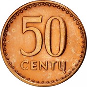 Lithuania 50 Centu 1991 KM# 90 Reform Coinage 50 CENTŲ coin reverse Lithuania 50 Centu 1991 KM# 90 Reform Coinage 50 CENTŲ coin reverse
