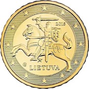 Lithuania 50 Euro Cent Vytis 2015 LMK KM# 210 2015 LIETUVA coin obverse Lithuania 50 Euro Cent Vytis 2015 LMK KM# 210 2015 LIETUVA coin obverse