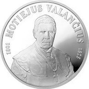 Lithuania 50 Litu 200th birth anniversary of Motiejus Valancius 2001 Proof KM# 129 1801 MOTIEJUS VALANČIUS 1875 coin reverse