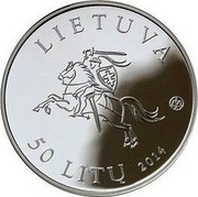 Lithuania 50 Litu 25th anniversary of the Baltic Way 2014 Proof KM# 200 LIETUVA LMK 50 LITŲ 2014 coin obverse Lithuania 50 Litu 25th anniversary of the Baltic Way 2014 Proof KM# 200 LIETUVA LMK 50 LITŲ 2014 coin obverse