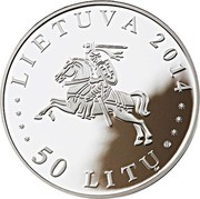 Lithuania 50 Litu 25th Anniversary Vytautas Magnus University 2014 Proof KM# 202 LIETUVA 2014 50 LITU coin obverse Lithuania 50 Litu 25th Anniversary Vytautas Magnus University 2014 Proof KM# 202 LIETUVA 2014 50 LITU coin obverse
