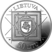 Lithuania 50 Litu 350th Anniversary of the publication The Great Art of Artillery by Kazimieras Semenavicius 2000 Proof KM# 121 LIETUVA GK LMK 50 LITŲ coin obverse Lithuania 50 Litu 350th Anniversary of the publication The Great Art of Artillery by Kazimieras Semenavicius 2000 Proof KM# 121 LIETUVA GK LMK 50 LITŲ coin obverse