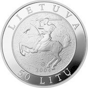 Lithuania 50 Litu 475th Anniversary of the First Statute of Lithuania 2004 Proof KM# 140 LIETUVA LMK 2004 50 LITŲ coin obverse